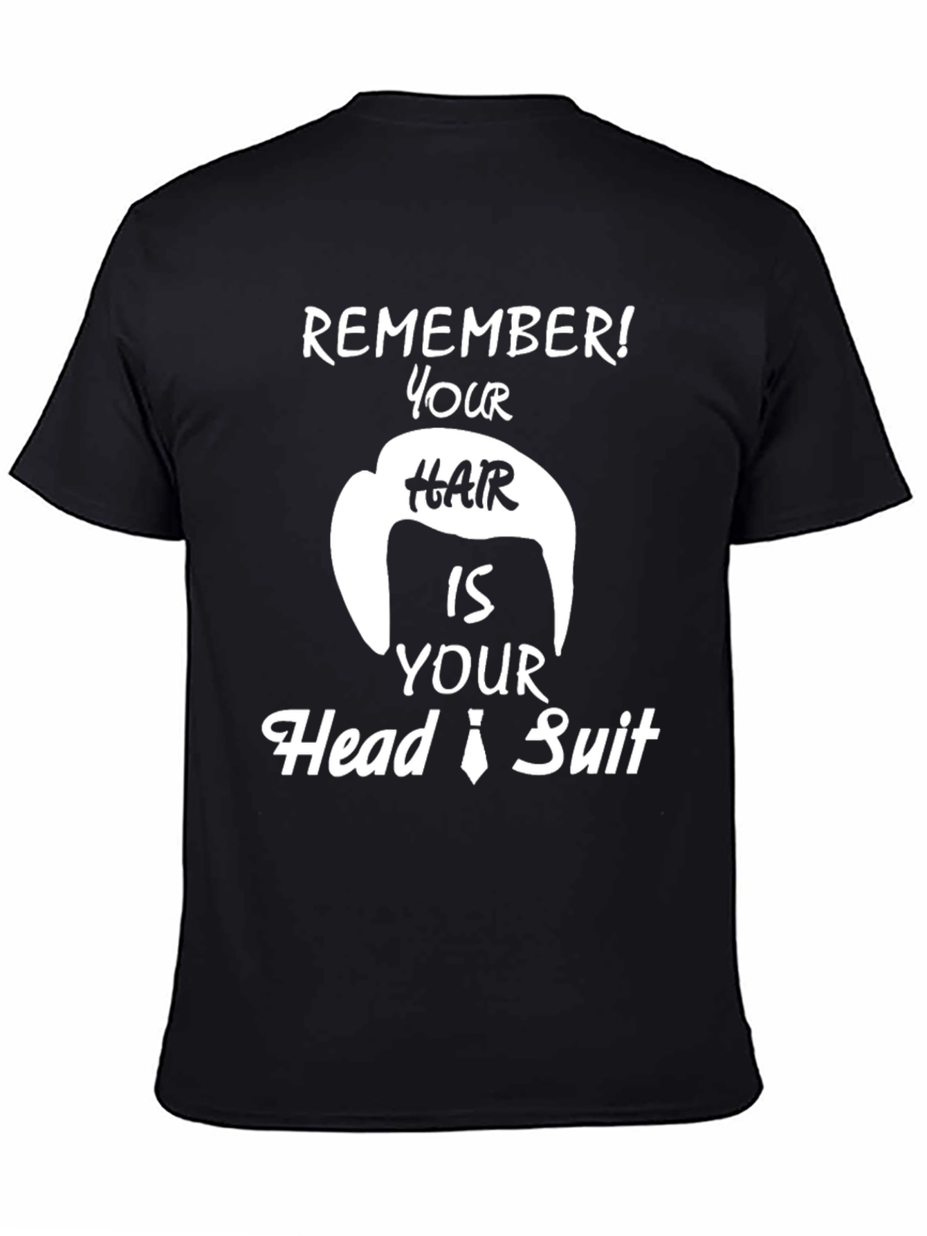 Camiseta Negra con Diseño Humorístico de Pelo
