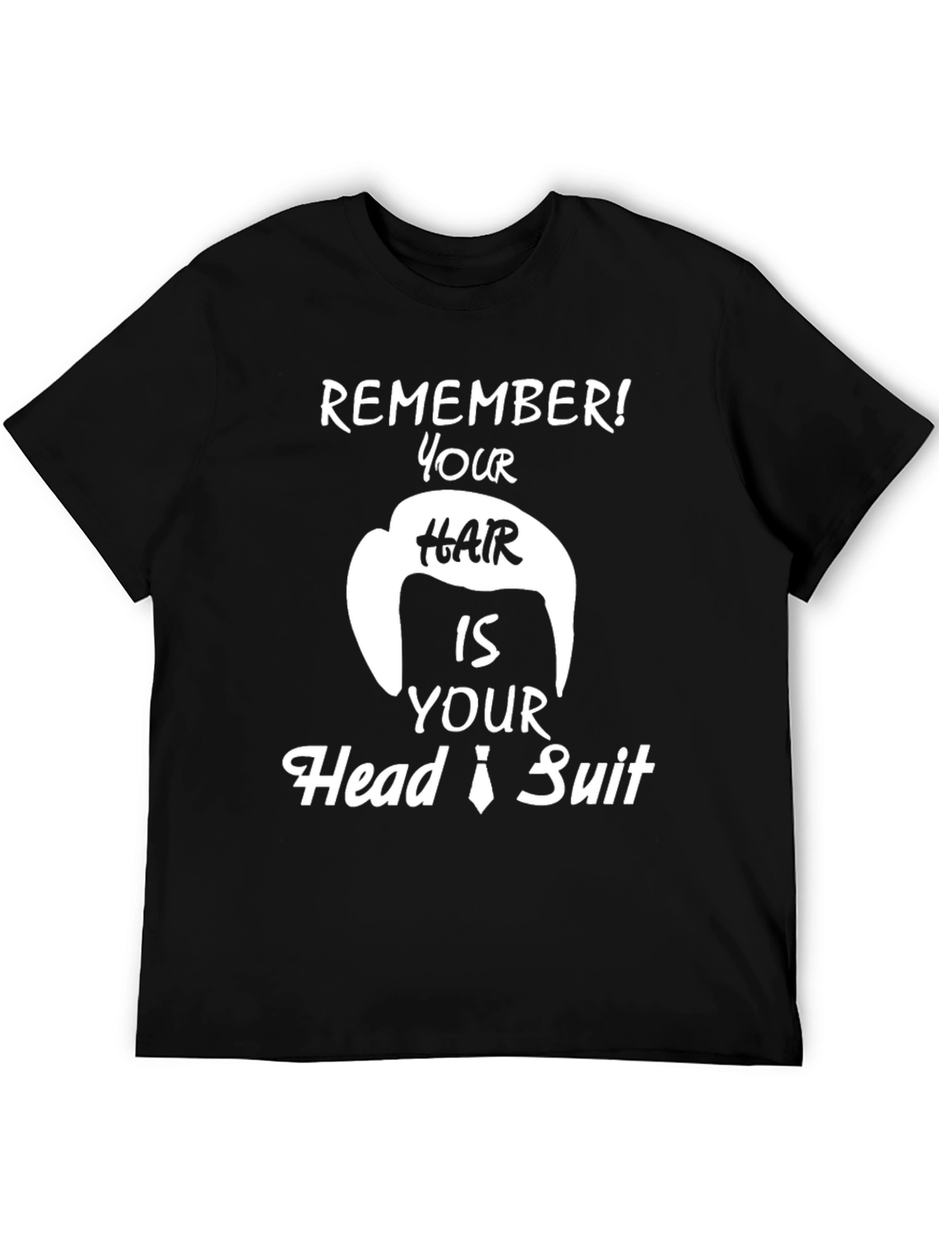 Camiseta Negra con Diseño Humorístico de Pelo