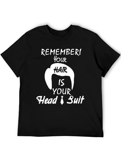 Camiseta Negra con Diseño Humorístico de Pelo