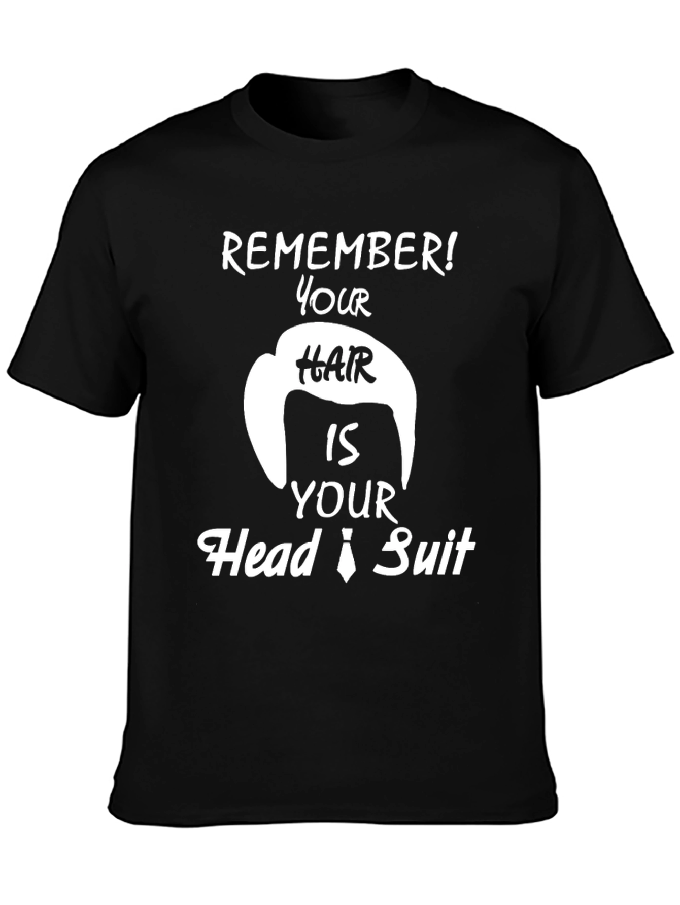 Camiseta Negra con Diseño Humorístico de Pelo