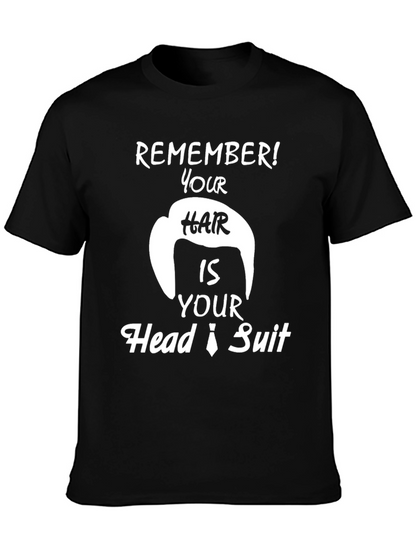 Camiseta Negra con Diseño Humorístico de Pelo