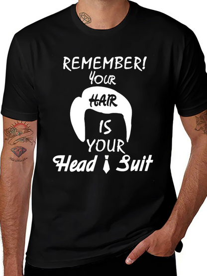 Camiseta Negra con Diseño Humorístico de Pelo
