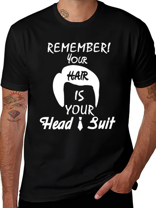 Camiseta Negra con Diseño Humorístico de Pelo