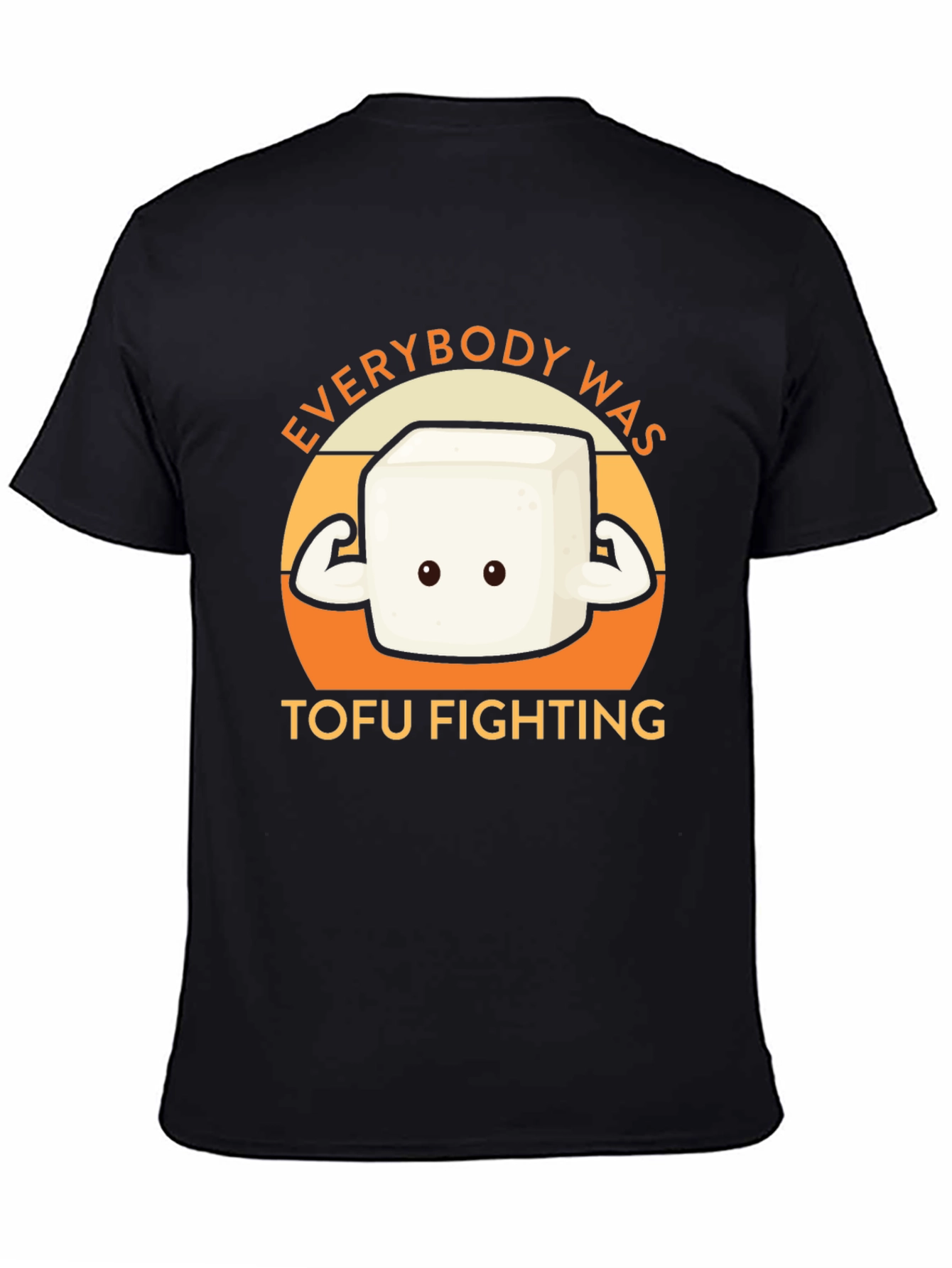 Camiseta Negra con Diseño Tofu Musculoso - Lucha Vegana