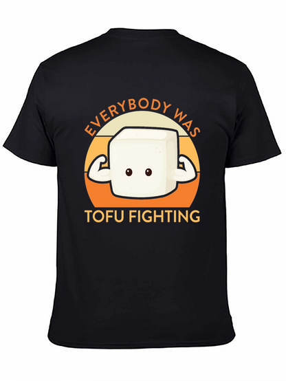 Camiseta Negra con Diseño Tofu Musculoso - Lucha Vegana