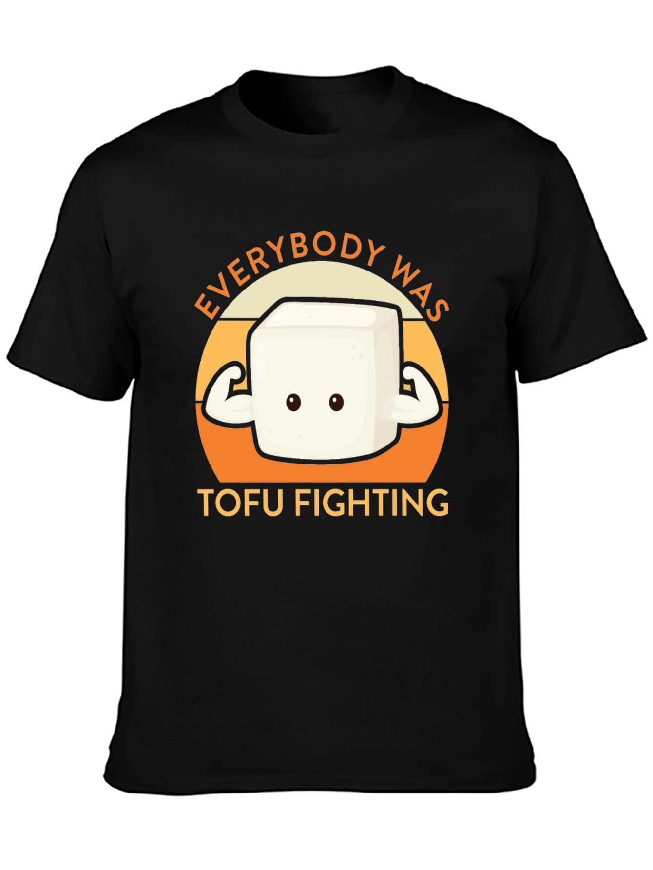 Camiseta Negra con Diseño Tofu Musculoso - Lucha Vegana