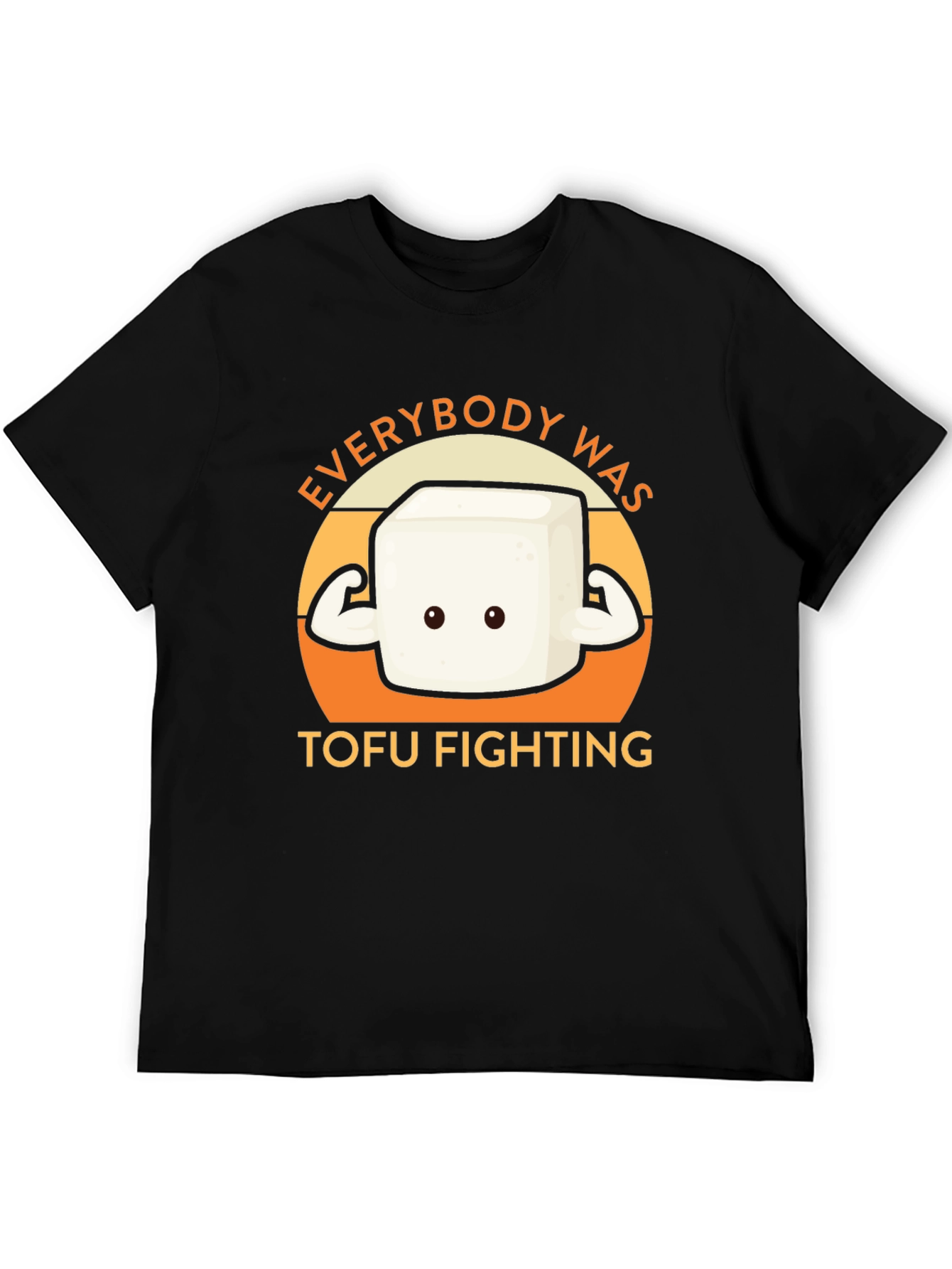 Camiseta Negra con Diseño Tofu Musculoso - Lucha Vegana