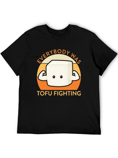 Camiseta Negra con Diseño Tofu Musculoso - Lucha Vegana
