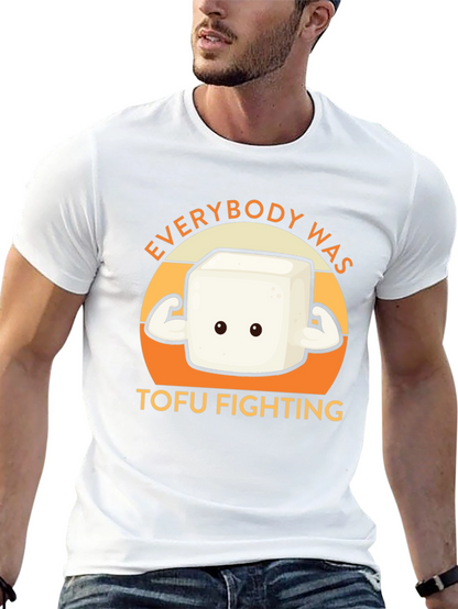 Camiseta Negra con Diseño Tofu Musculoso - Lucha Vegana