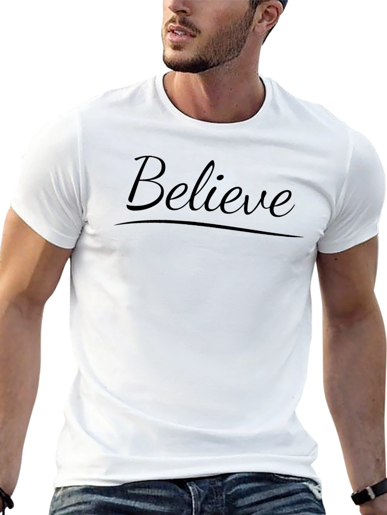 Camiseta Negra Believe Casual para Hombre
