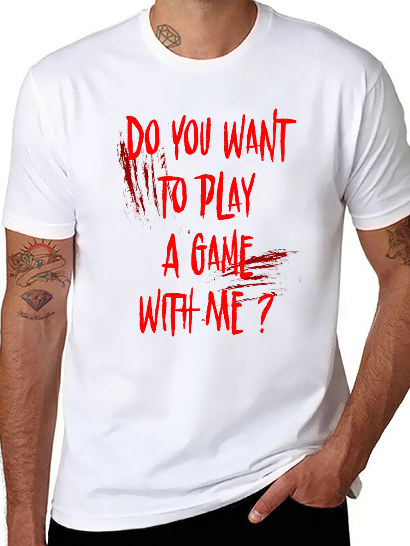 Camiseta Negra ¿Quieres Jugar Un Juego Conmigo?