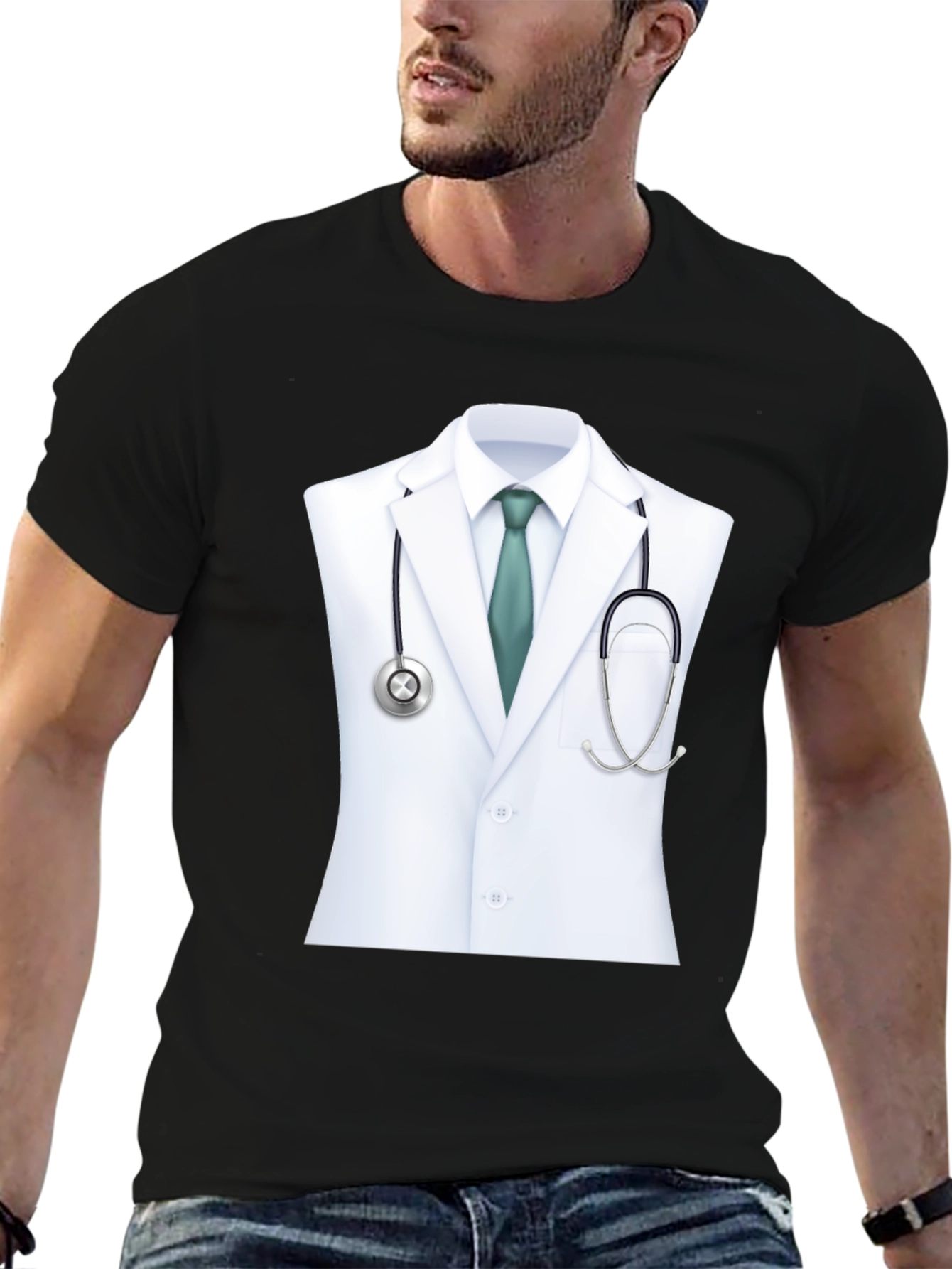 Camiseta Negra con Diseño de Doctor