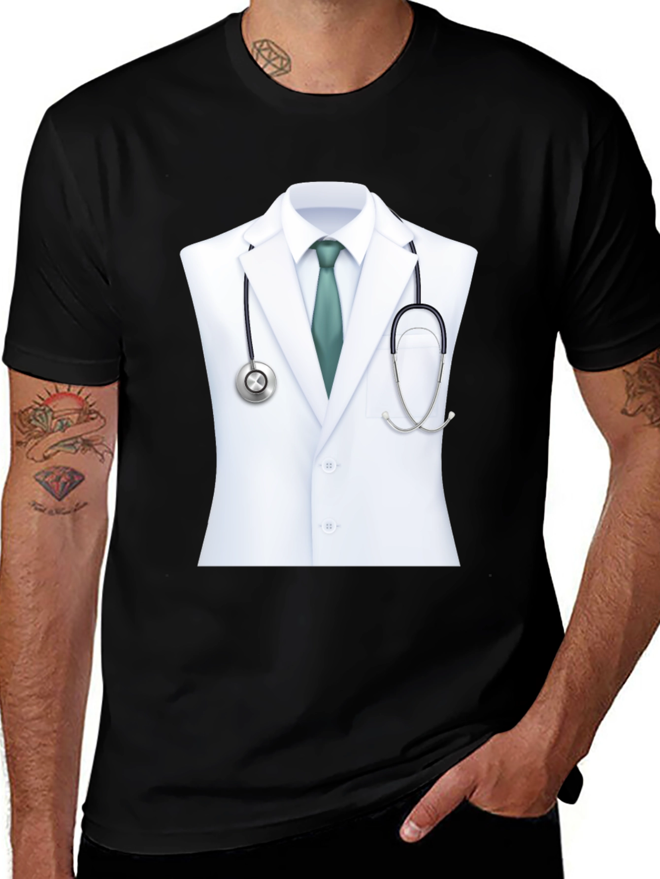 Camiseta Negra con Diseño de Doctor