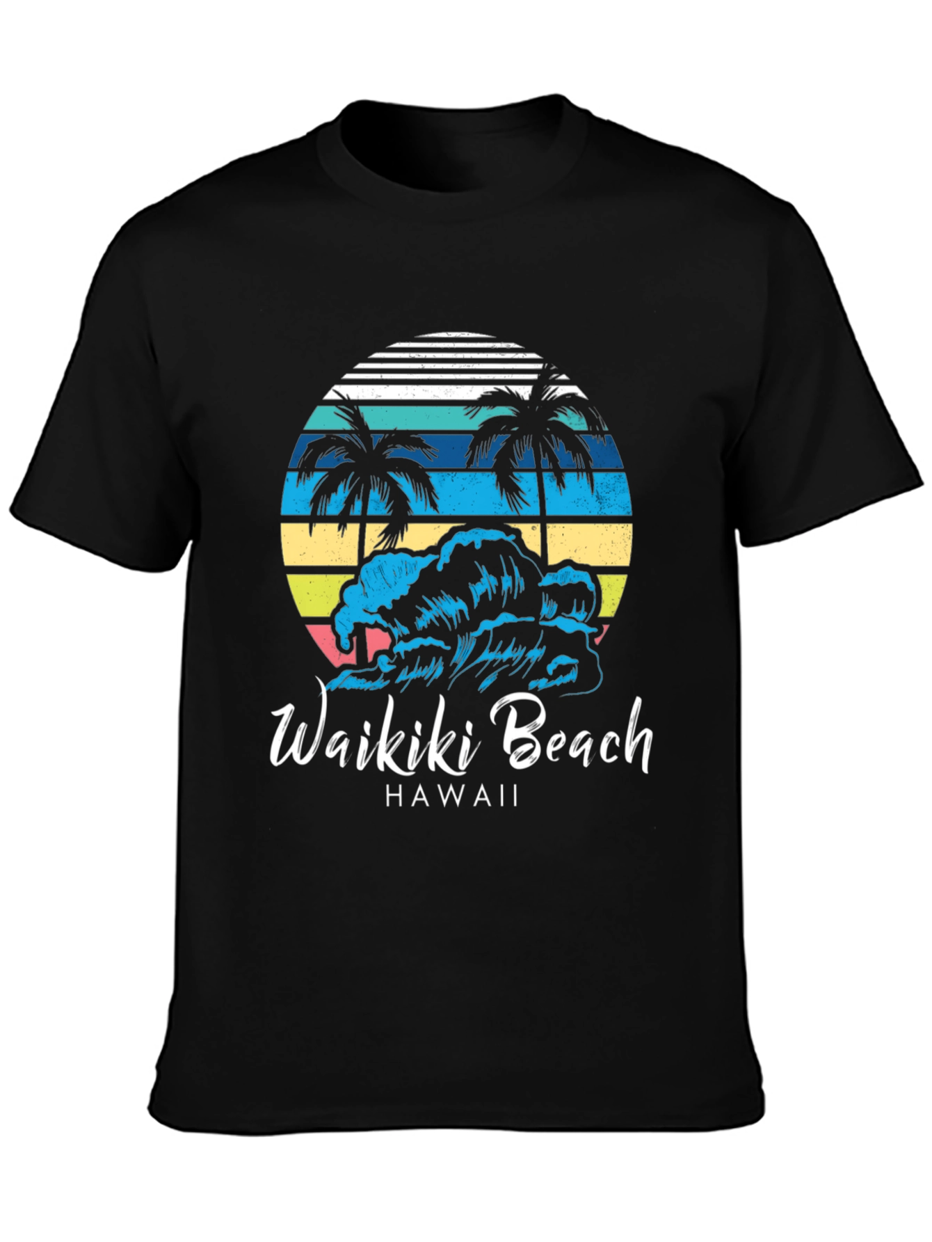 Camiseta Negra Waikiki Beach Hawaii