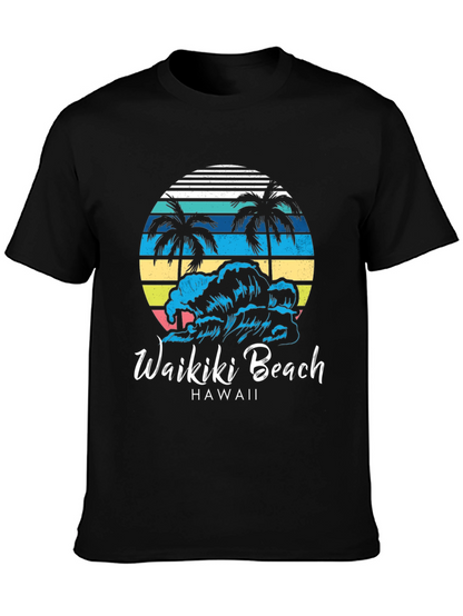 Camiseta Negra Waikiki Beach Hawaii