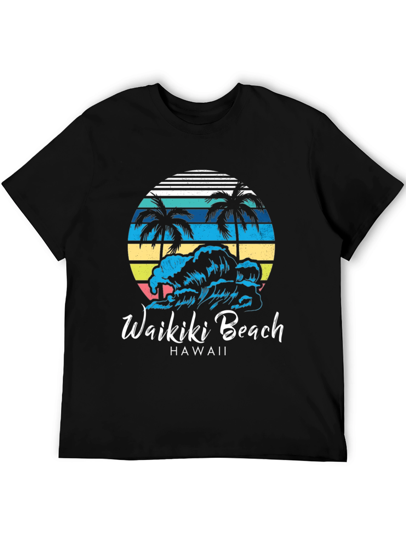 Camiseta Negra Waikiki Beach Hawaii