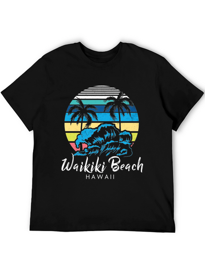 Camiseta Negra Waikiki Beach Hawaii