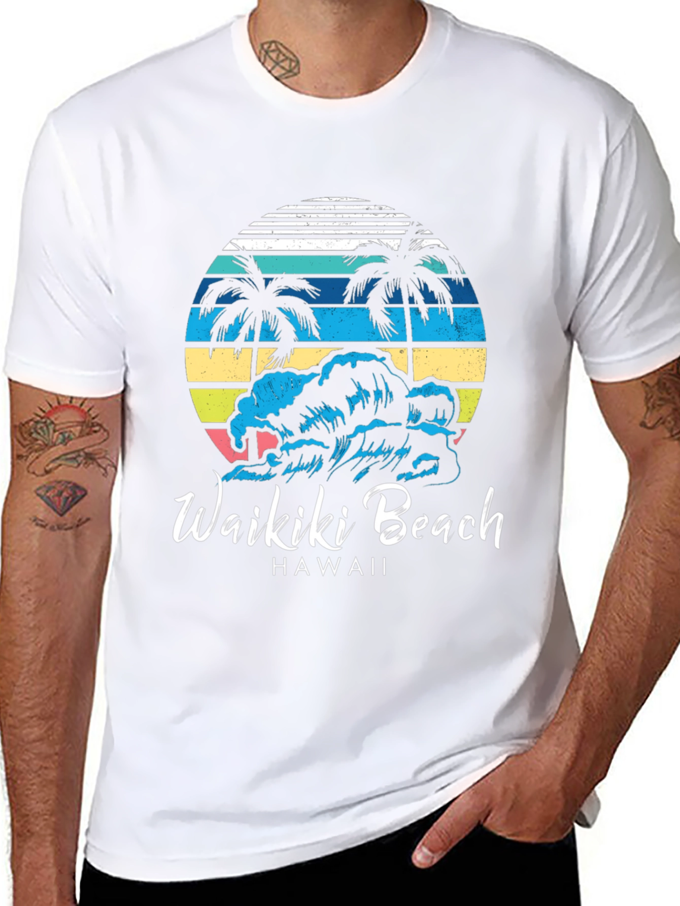 Camiseta Negra Waikiki Beach Hawaii