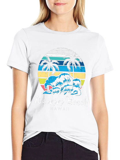 Camiseta Negra Waikiki Beach Hawaii