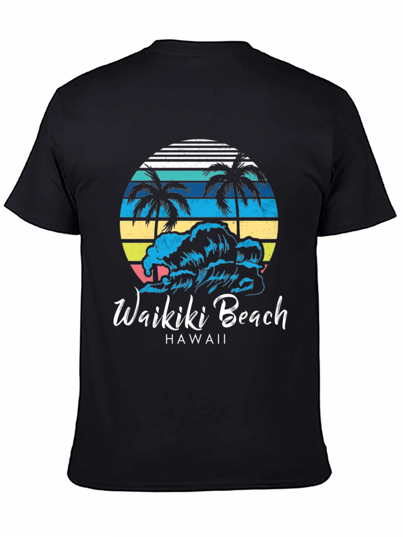 Camiseta Negra Waikiki Beach Hawaii