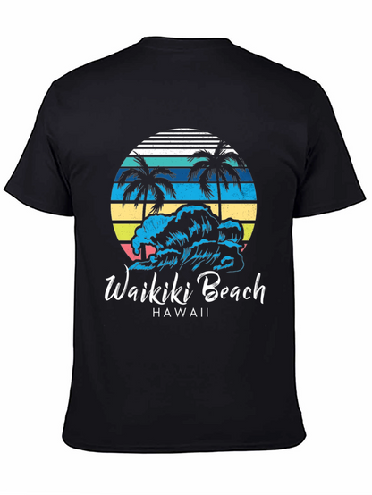 Camiseta Negra Waikiki Beach Hawaii