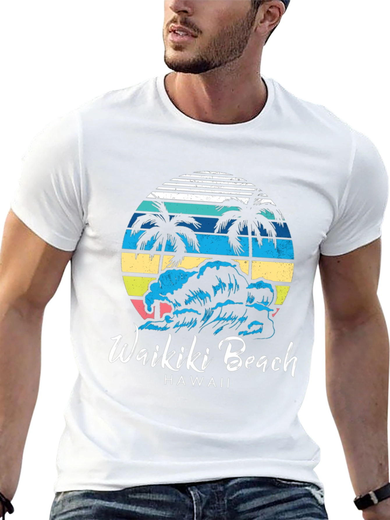Camiseta Negra Waikiki Beach Hawaii