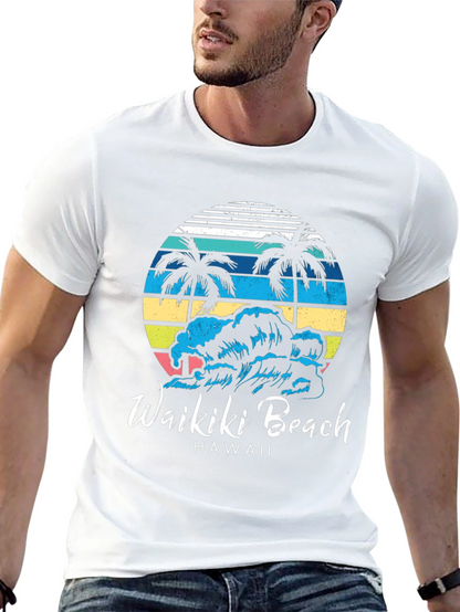 Camiseta Negra Waikiki Beach Hawaii