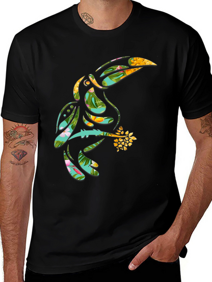 Camiseta Negra con Diseño de Tucán Tropical