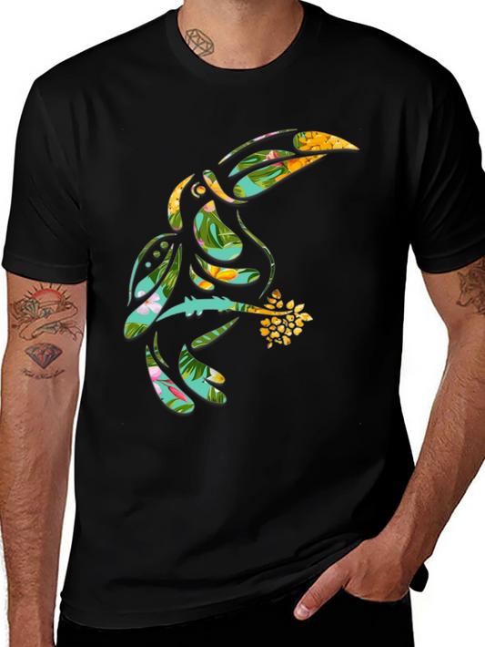 Camiseta Negra con Diseño de Tucán Tropical