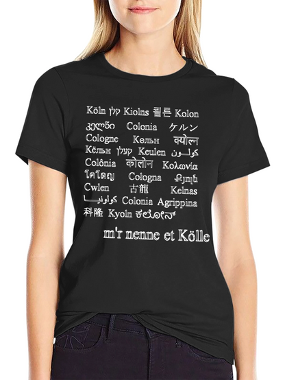 Camiseta Köln Multilingüe Negra para Amantes de Colonia
