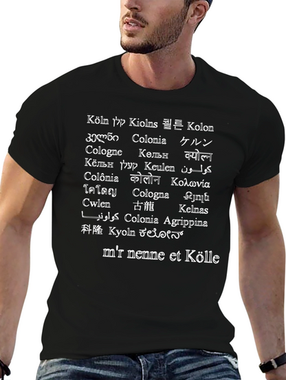 Camiseta Köln Multilingüe Negra para Amantes de Colonia