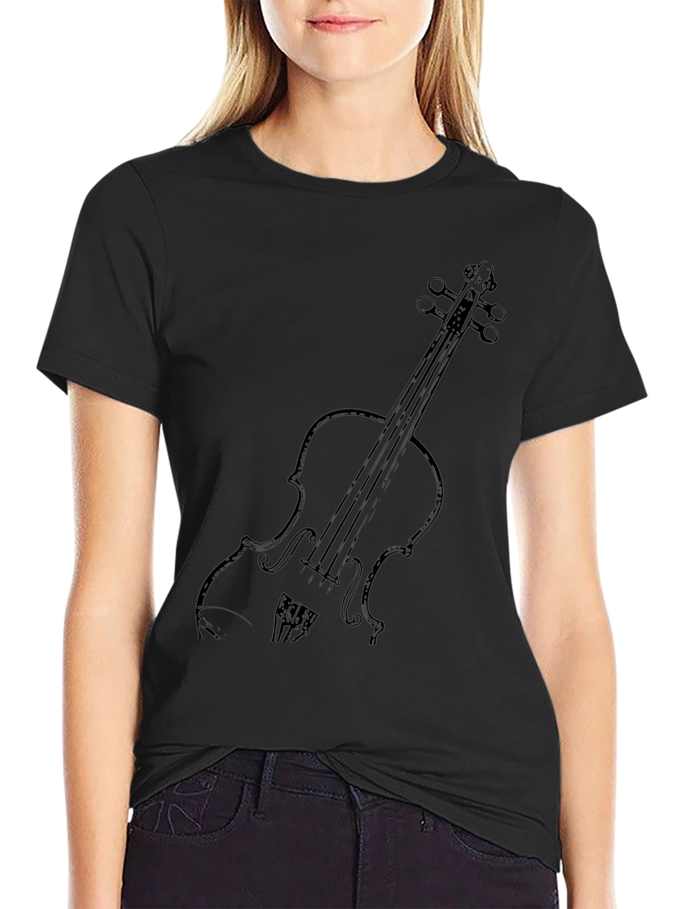 Camiseta Negra con Diseño de Violín