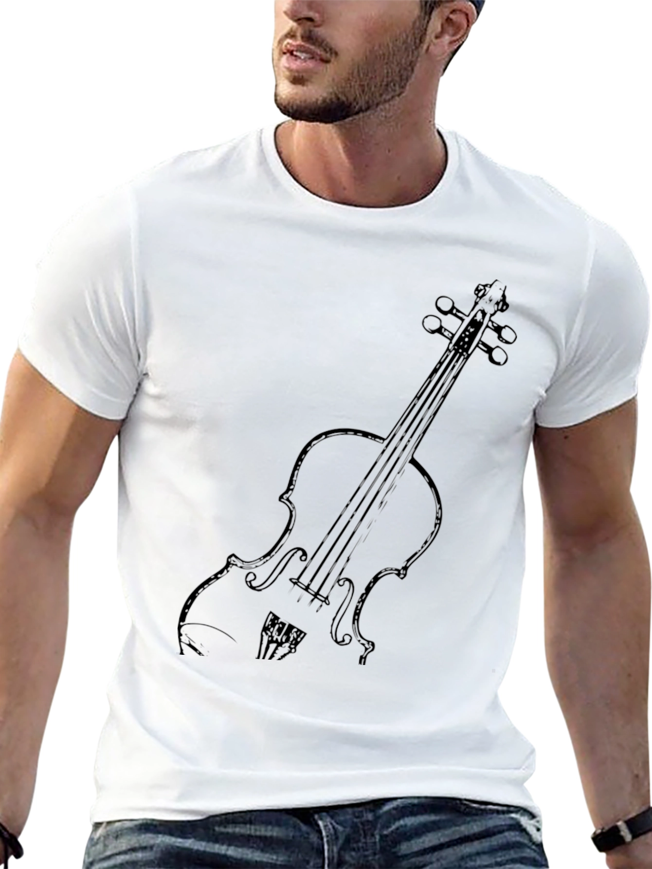 Camiseta Negra con Diseño de Violín