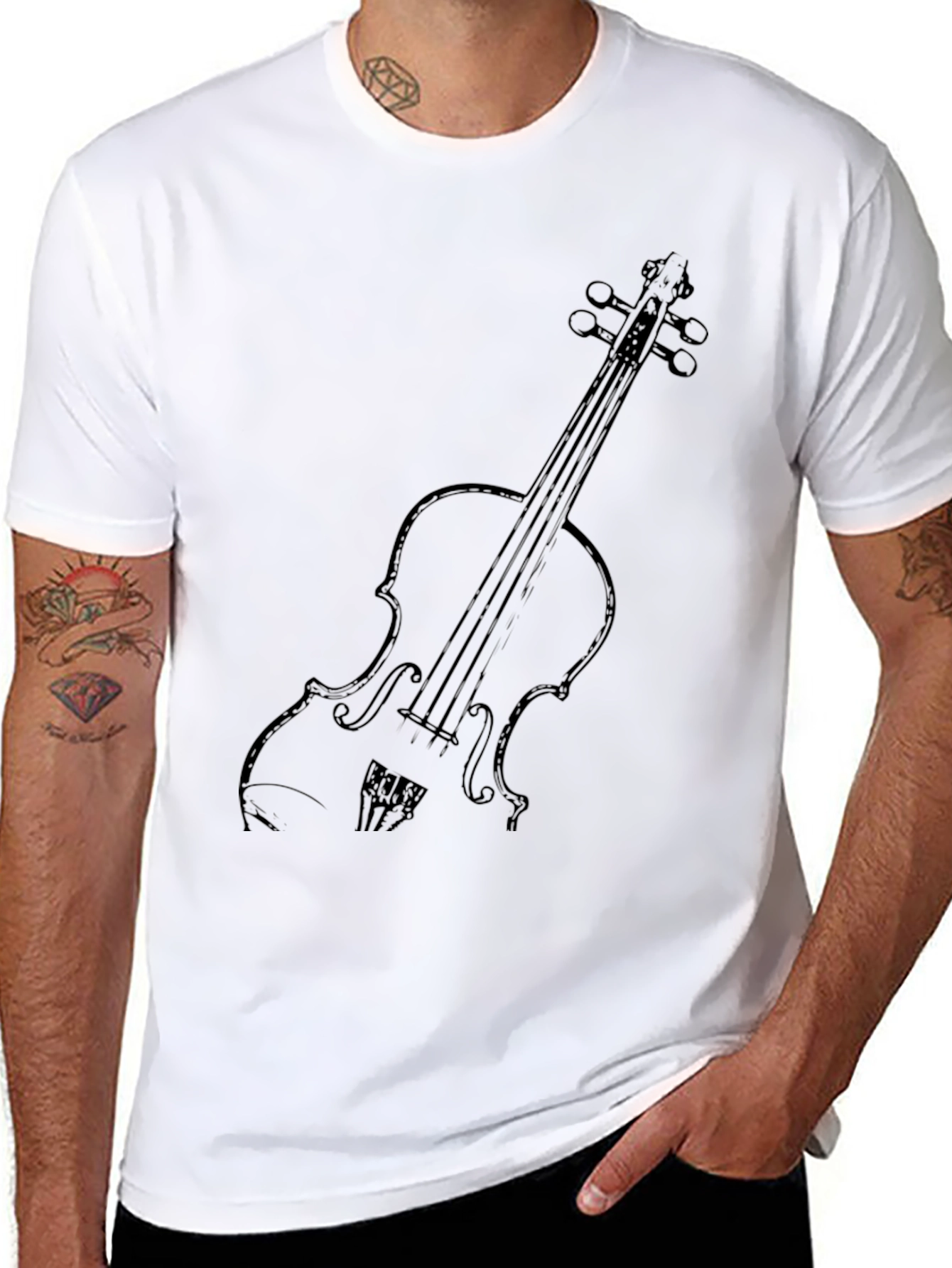 Camiseta Negra con Diseño de Violín