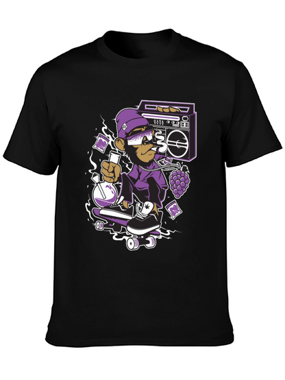 Camiseta Negra con Mono Skater y Estilo Urbano