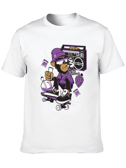 Camiseta Negra con Mono Skater y Estilo Urbano