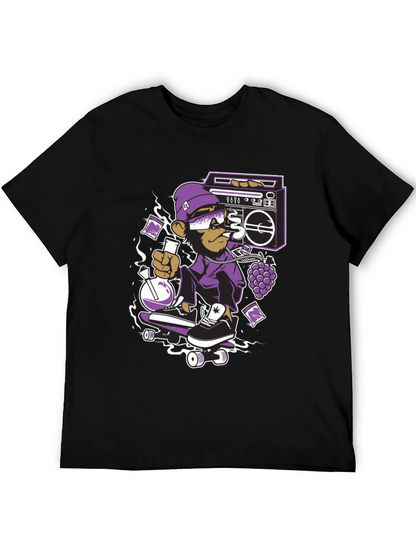 Camiseta Negra con Mono Skater y Estilo Urbano