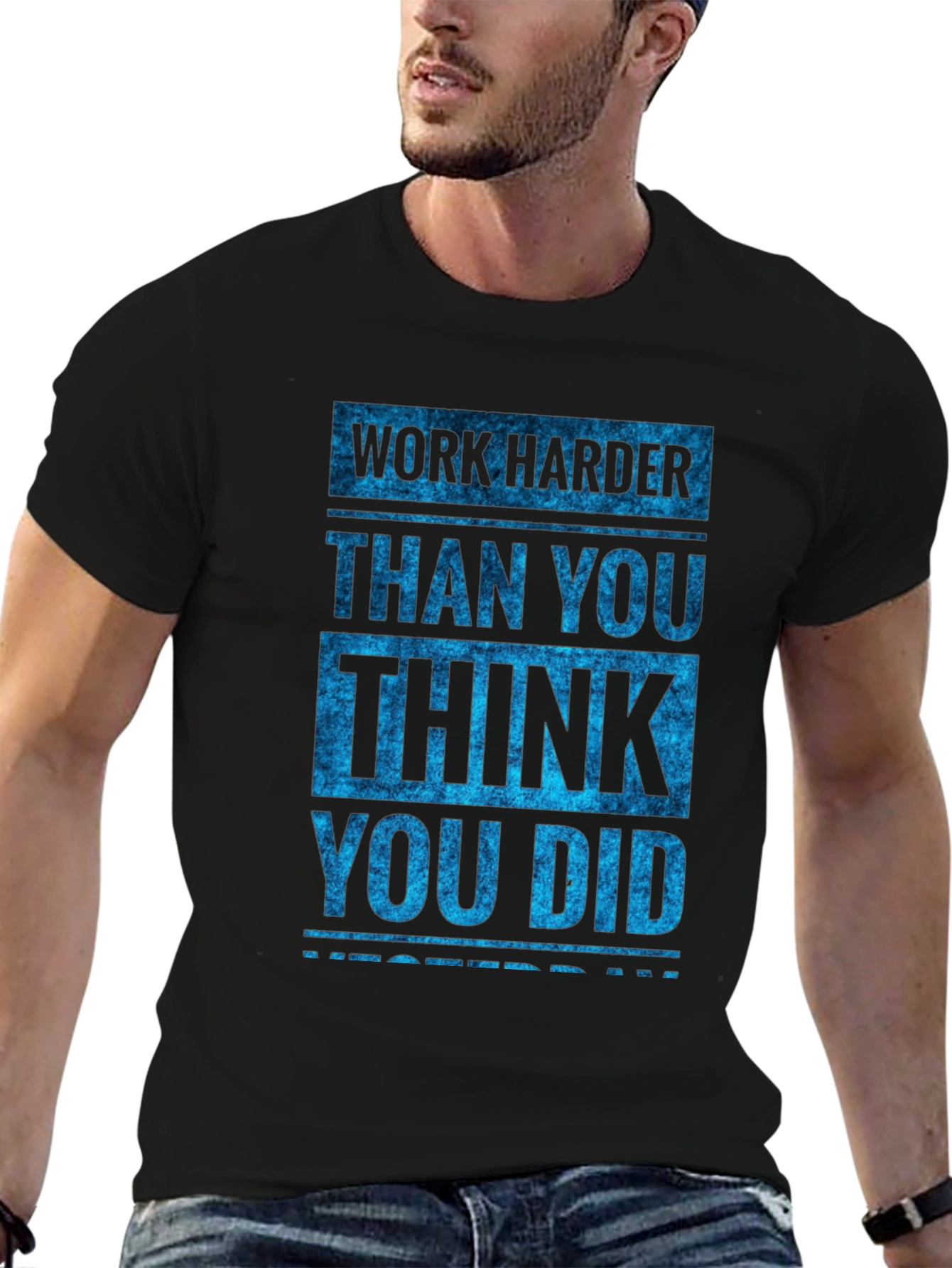 Camiseta Negra Motivacional: Work Harder