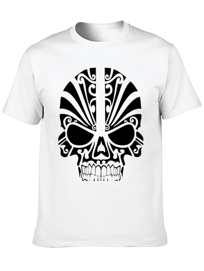 Camiseta Negra Calavera Tribal Estilizada