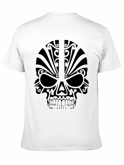 Camiseta Negra Calavera Tribal Estilizada