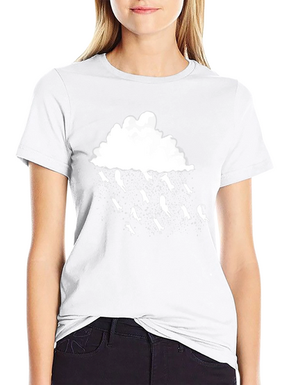 Camiseta Negra Lluvia de Gatos Divertida y Original