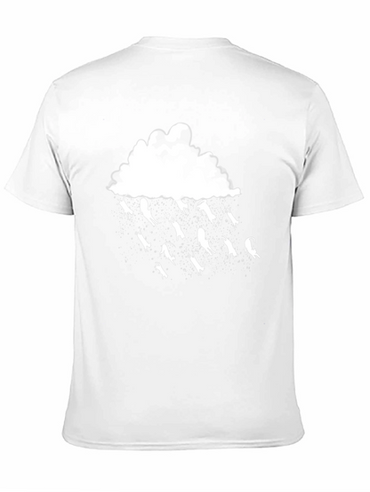 Camiseta Negra Lluvia de Gatos Divertida y Original