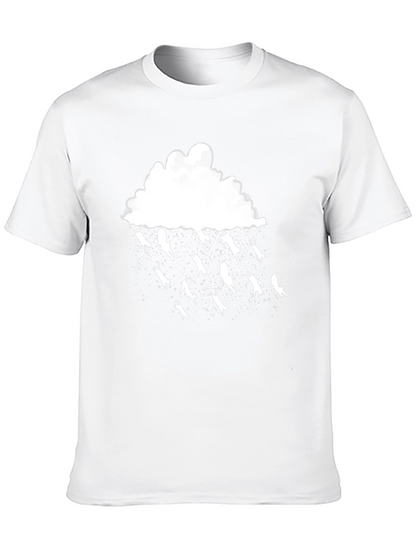 Camiseta Negra Lluvia de Gatos Divertida y Original