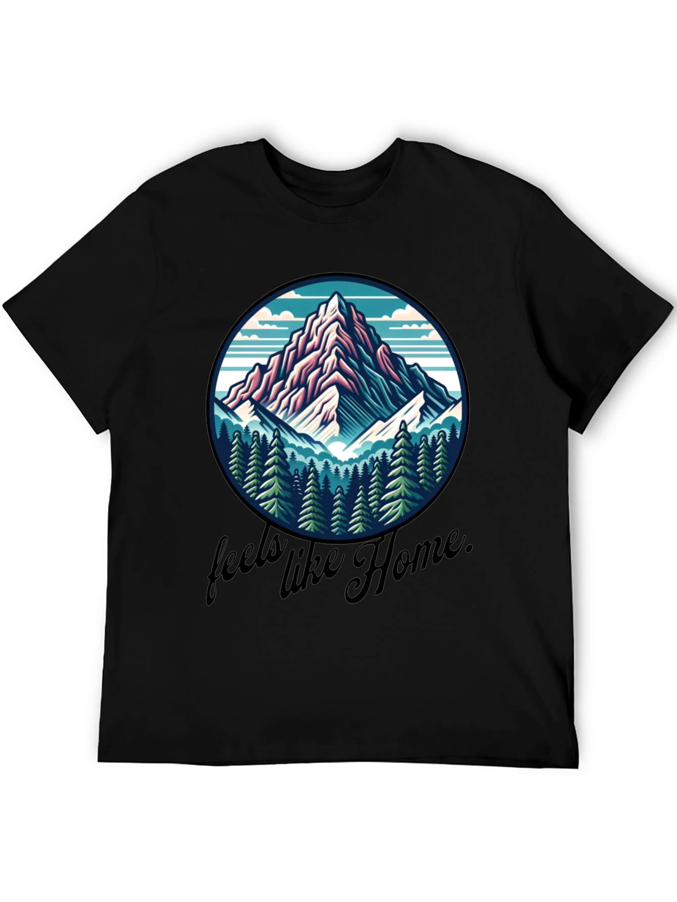 Camiseta Negra Se Siente como en Casa Montaña
