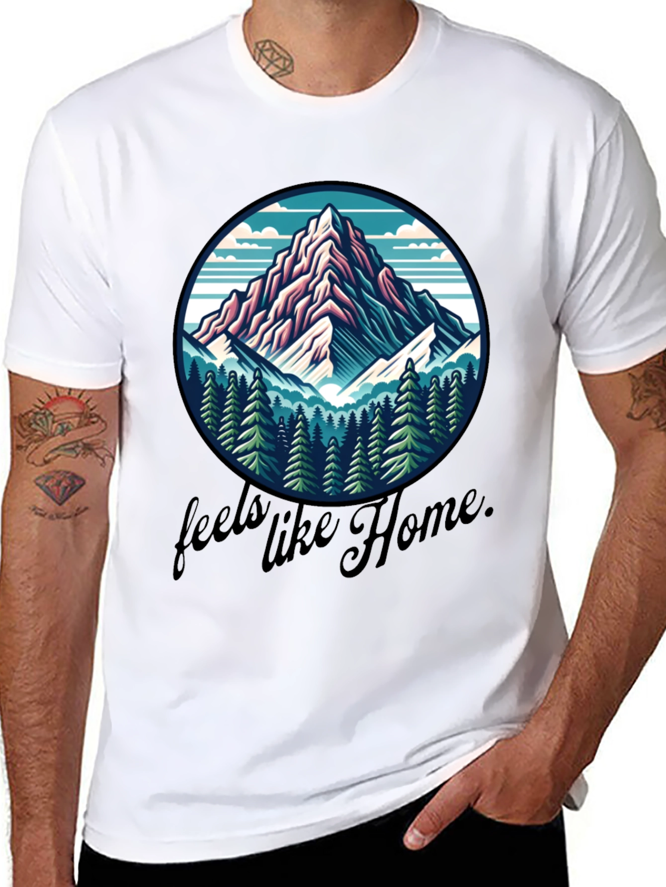 Camiseta Negra Se Siente como en Casa Montaña