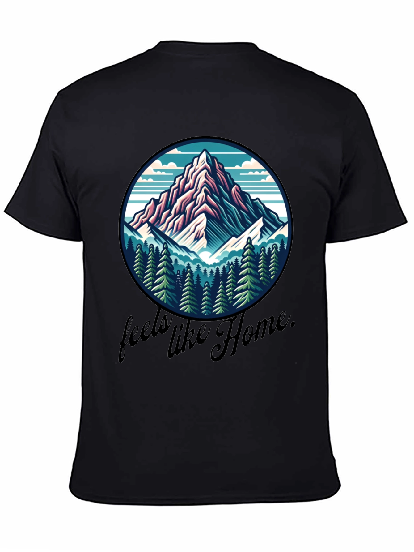 Camiseta Negra Se Siente como en Casa Montaña