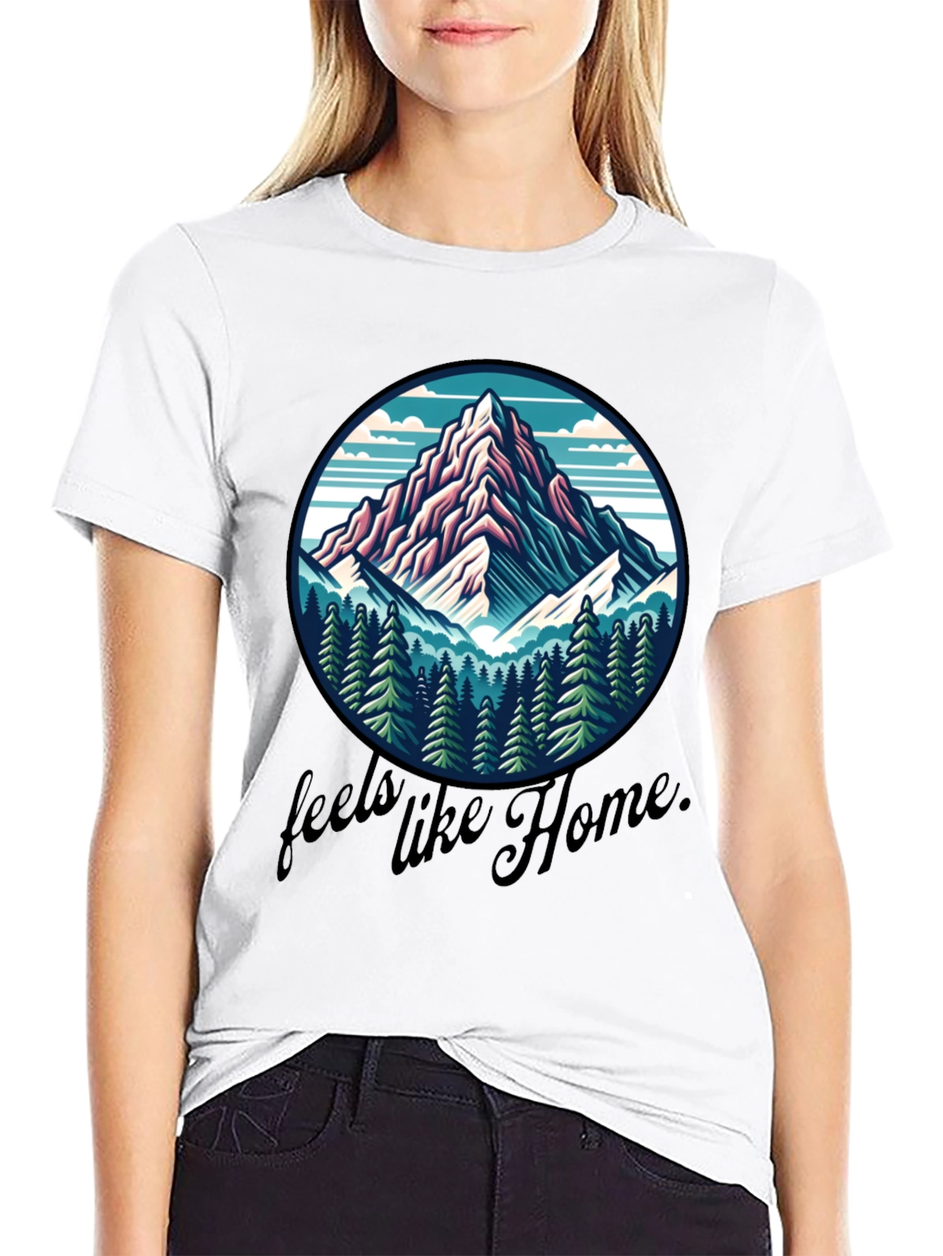Camiseta Negra Se Siente como en Casa Montaña