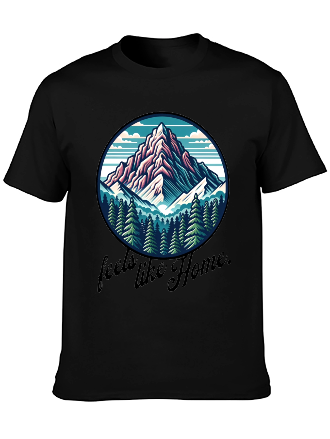 Camiseta Negra Se Siente como en Casa Montaña