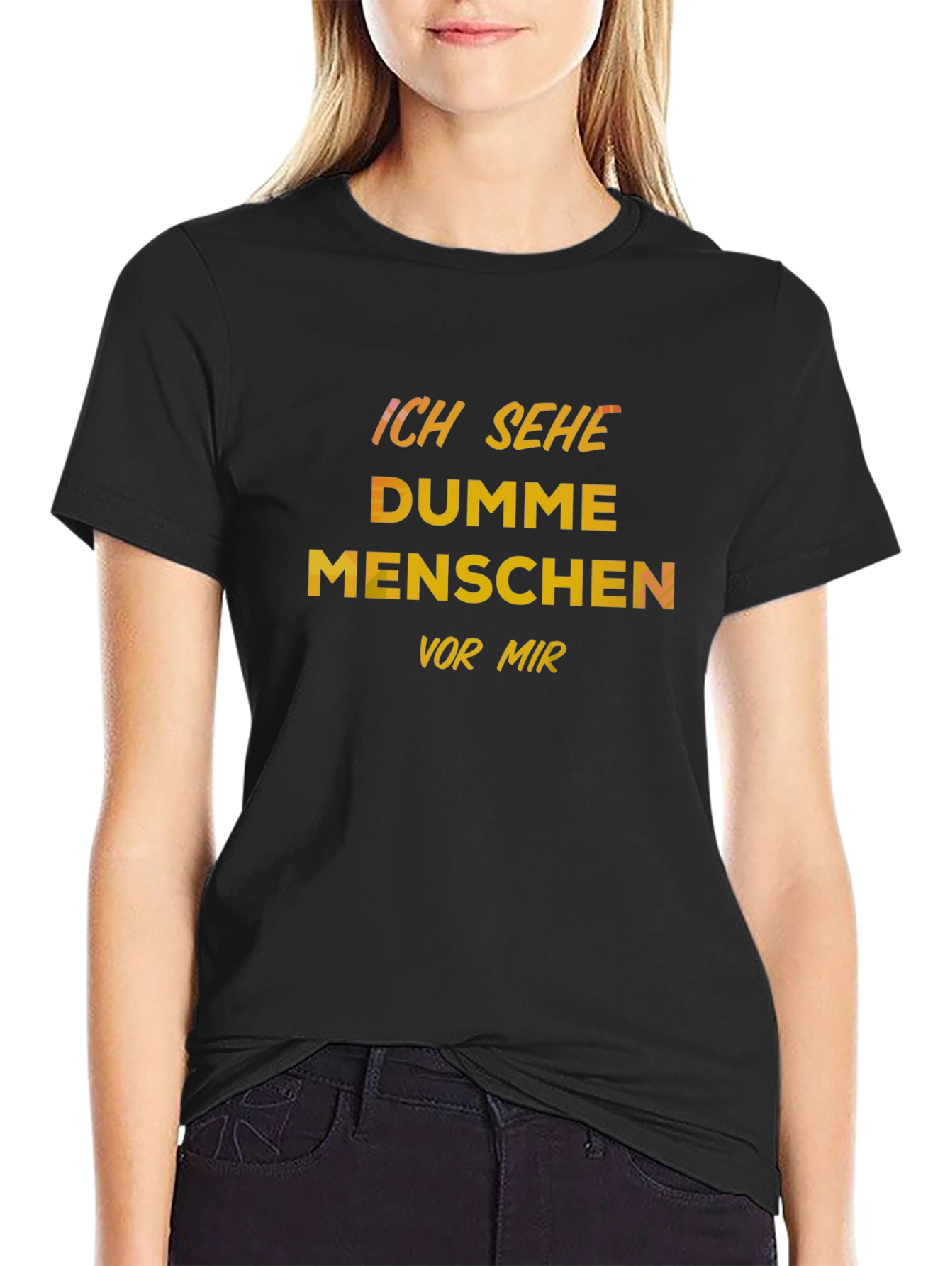 Camiseta Negra con Texto Veo Gente Tonta