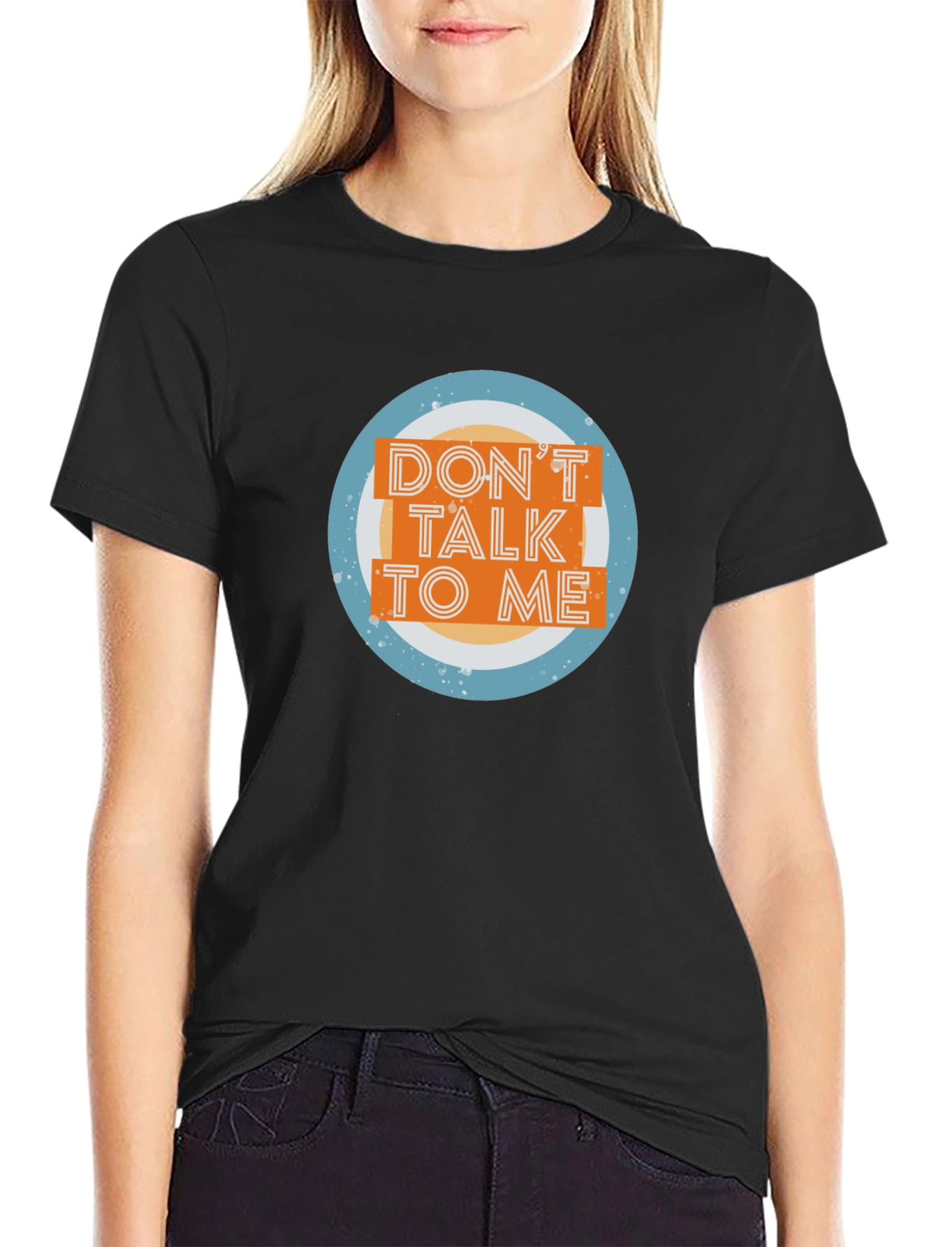 Camiseta Negra No Me Hables Diseño Circular
